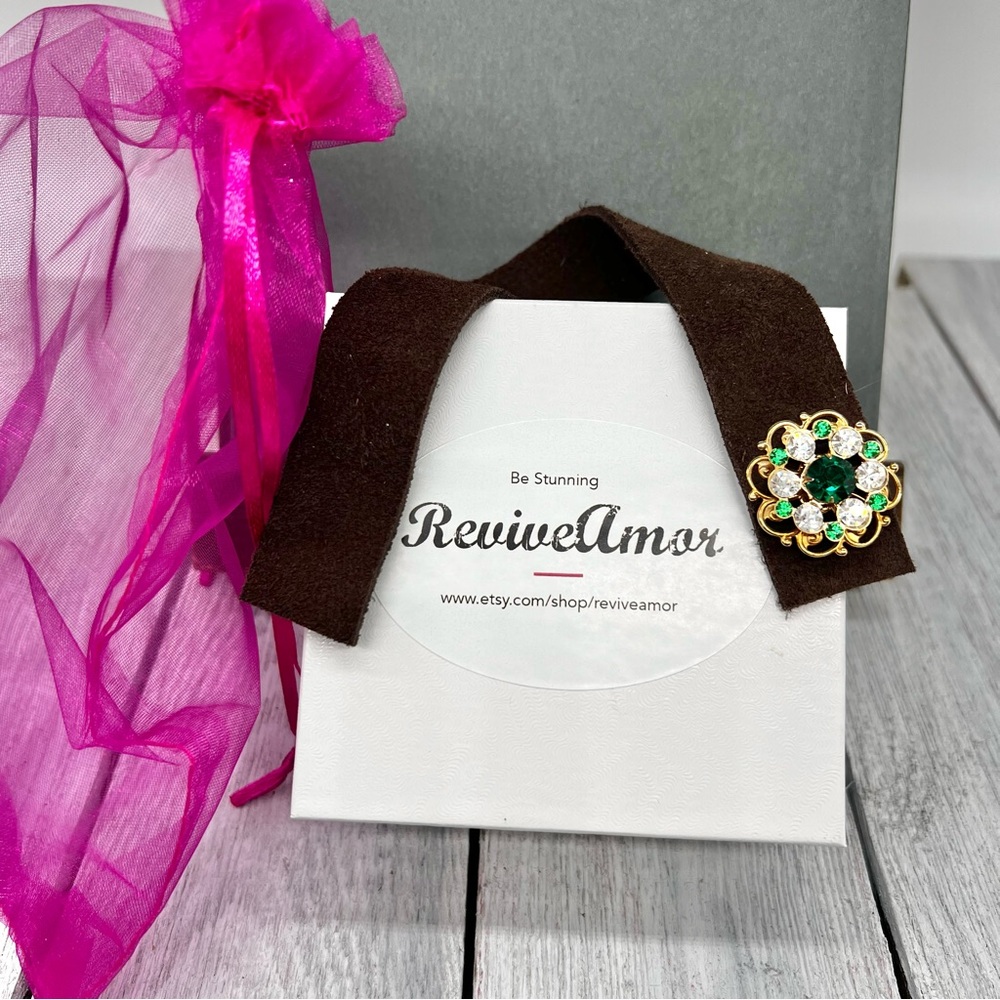 291. Gifts For Women - Unique Artisan Bookmark w/ Vintage Rhinestone Brooch